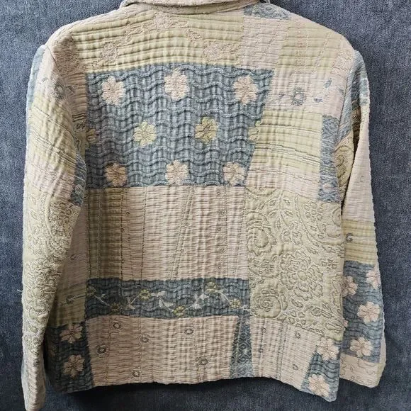 Coldwater Creek Jacket m Blue Green button front textured - Picture 8 of 10